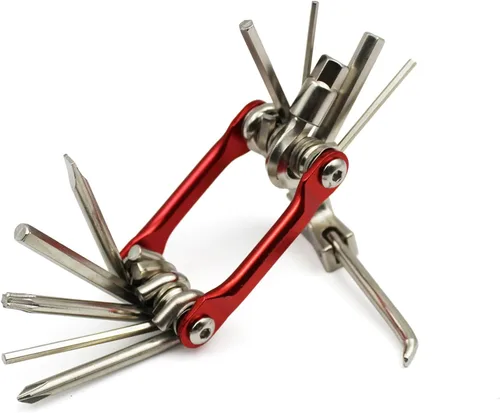 Vista 4 de Multiherramienta 10 en 1 para bicicleta, kit de reparación compacto de bicicleta con rompedor de cadena, juego de llaves Allen, destornilladores
