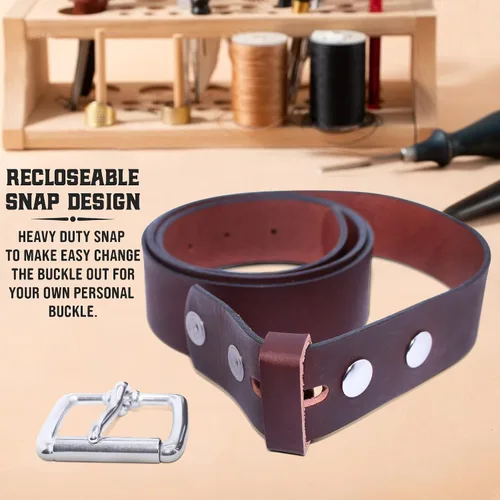 Vista 4 de Cinturón de cuero genuino de grano completo para hombre, hecho a mano por Amish-Heavy Duty Mens Belt 1.5 Wide 914 Oz-Made in USA