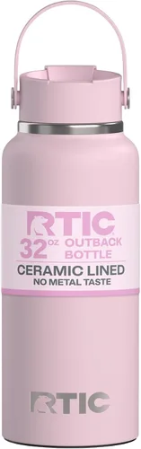 Vista 15 de RTIC - Botella de agua Outback de 32 oz (1 L), con revestimiento de cerámica, aislada, de acero inoxidable, doble pared con aislamiento al vacío