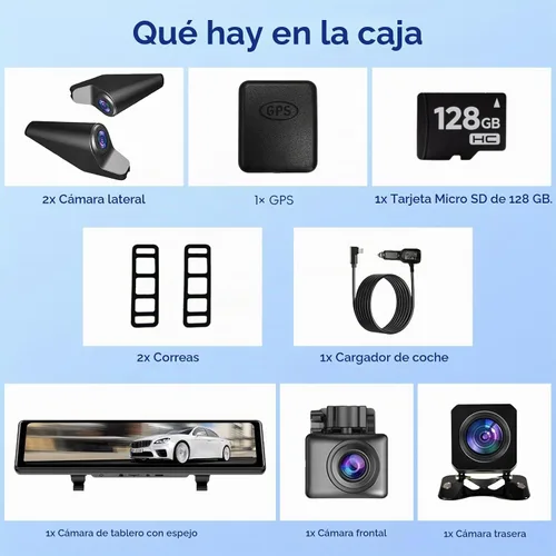 Vista 8 de Sistema de 4 cámaras, 10" AHD espejo retrovisor Dash Cam Touch Screen Dash Cam with 128GB Card/Reverse line/WiFi/APP/1080P Night Vision for Cámara