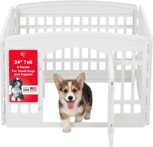 Vista 19 de IRIS USA Corralito para perros de 4 paneles de 24" con puerta, 35 x 35 x 24, corralito para cachorros, corralito para perros de interior, cerca