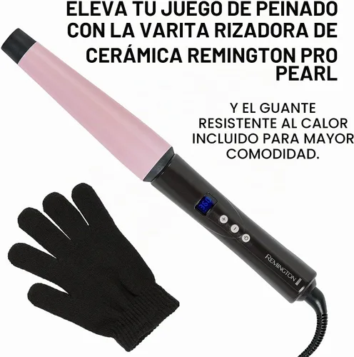 Vista 2 de Colección Remington T Studio Salon perla plancha digital para crespos de cerámica, Rosado