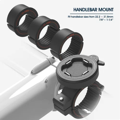 Vista 3 de Soporte de teléfono para manillar de bicicleta con hebilla de 4 puntos, abrazadera universal para scooter, bicicleta eléctrica, MTB Adaptador