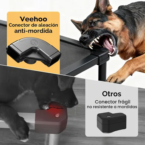 Vista 2 de Veehoo Cama Elevada para Perros a Prueba de Mordidas, Cuna Elevada Duradera para Mascotas con Suave Alfombra Rellenada de Algodón PP Impermeable Gris