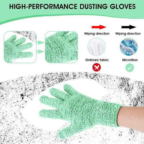 Vista 4 de Molain Guantes de microfibra para quitar el polvo, guantes de limpieza reutilizables y lavables para plantas, limpieza de casa, persianas de coche