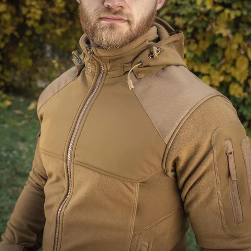 Vista 4 de M-Tac Chaqueta táctica de forro polar para hombre con capucha militar