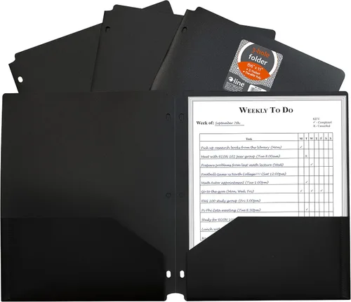 Vista 8 de Carpeta C-Line Poly Portfolio con dos bolsillos, resistente, con tres agujeros perforados, azul, caja de 25 carpetas (32935), Variados