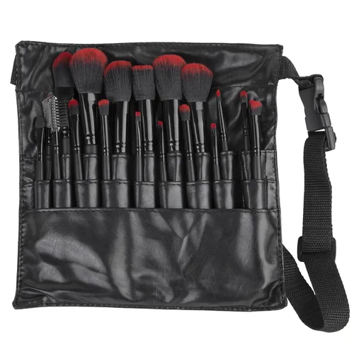 Vista 6 de Ivation Cosméticos 20 Piezas Natural Facial Maquillaje Cepillo Set con bolsa de cuero (negro)