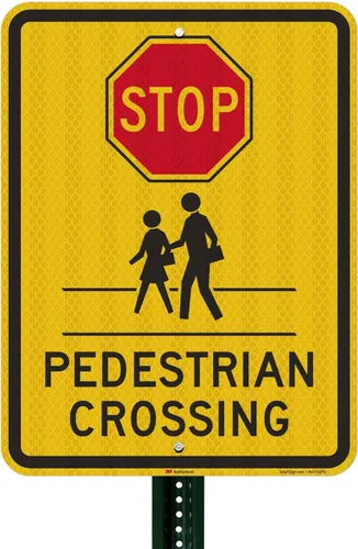 Vista 3 de SmartSign Letrero "Stop - Peatón Crossing" 18" x 24" 3M de aluminio reflectante de alta intensidad