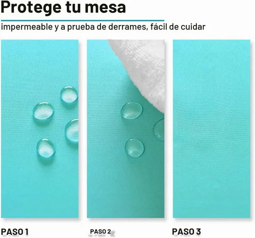 Vista 3 de Hiasan - Mantel cuadrado sólido impermeable y a prueba de derrames, es lavable y está hecho de poliéster para cocina y comedor, color aguamarina, 30