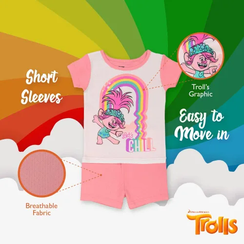 Vista 4 de DreamWorks Conjunto de pijama de algodón de 4 piezas para niña