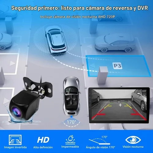 Vista 5 de Haudio Estéreo de auto con Android de 9 pulgadas, doble Din, CarPlay inalámbrico y Android Auto, pantalla táctil universal estéreo para automóvil