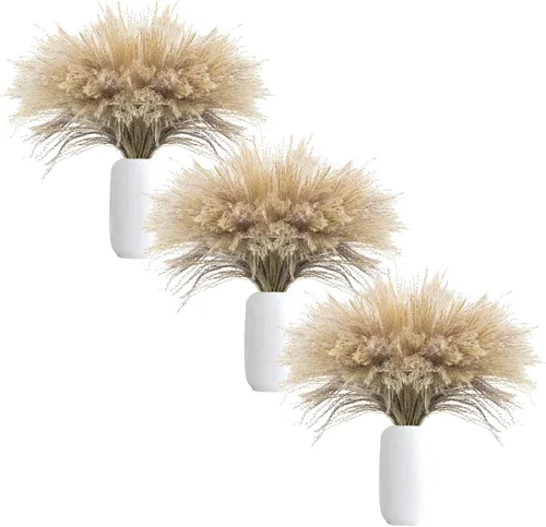 Vista 10 de Uieke 100 piezas de hierba de las pampas seca natural de 17 pulgadas de alto, flores secas grandes de caña sintética para arreglos florales de boda