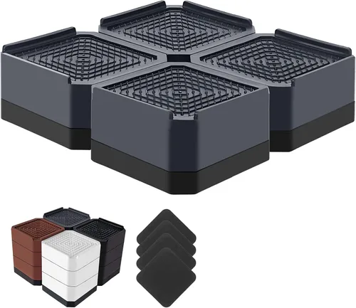 Vista 19 de Elevadores de cama resistentes, bloques elevadores de muebles ajustables de 1.5, 3, 4.3 pulgadas para patas de sofá, mesa, escritorio, refrigerador