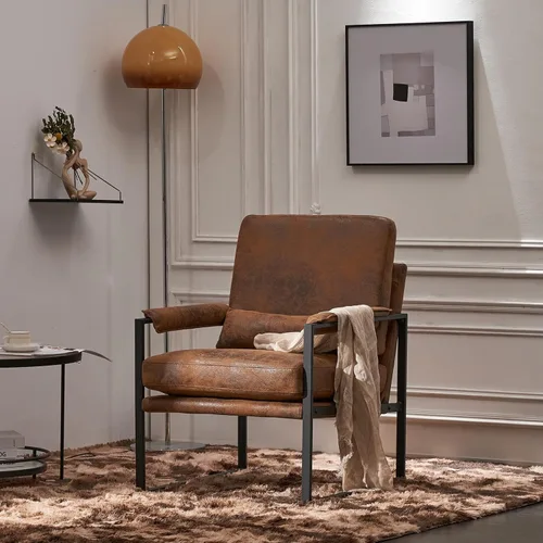 Vista 8 de Accent Chairs for Living Room Modern Lounge Chair Single Iron Frame Chair Bronzing Cloth Indoor Leisure Chair Armchair Vanity Chair Reading Chair