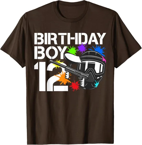 Vista 5 de 12th B-Day Paintball Birthday Party Boy 12 Year Old Funny T-Shirt, Negro
