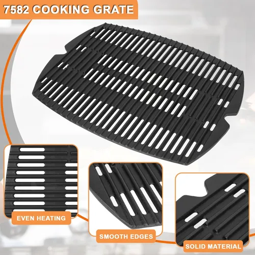 Vista 7 de 7582 Parrilla para Weber Baby Q, Accesorios Weber Q1000, Q1200, Q1400, Q100, Q120, Q140, 386001, 386002, Hierro Fundido Esmaltado Mate, Negro