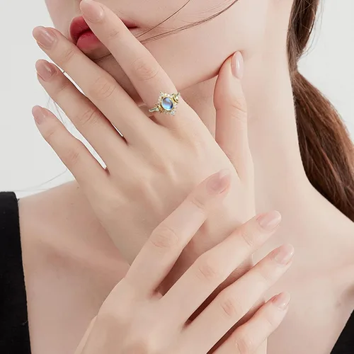 Vista 4 de Anillos de compromiso con la vida en anillos de luna y sol, anillos de aniversario de compromiso, boda celestial, regalos de moda para damas