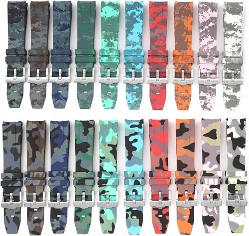 Vista 5 de Correa de camuflaje para Omega Moon Curvo Extremo Pulsera de goma de silicona Hombres Mujeres Sport Watch Band Accesorio 0.787 in