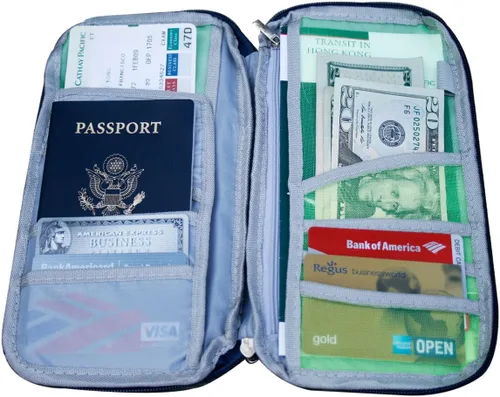 Vista 2 de Wrapables Soporte para pasaporte y documentos de viaje, color rojo