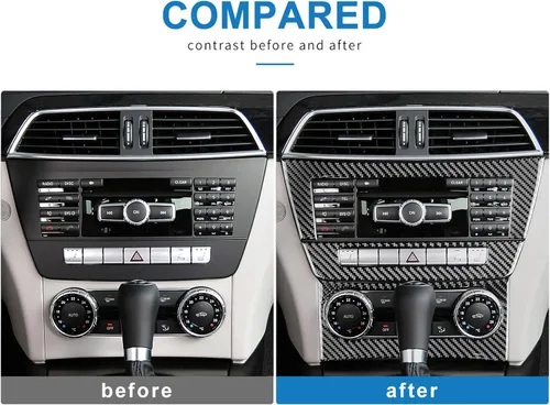 Vista 3 de Fibra de carbono, para accesorios Mercedes Benz, adhesivo central para panel de control para Mercedes Benz Clase C W204 2010-2013, decoración