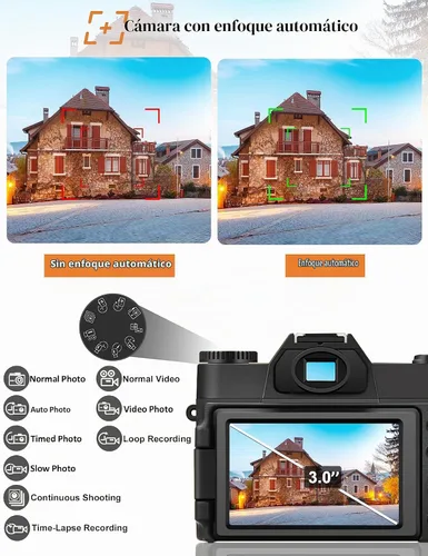 Vista 4 de Cámara de vlogging 4K 56MP para YouTube, zoom 16X anti-vibración