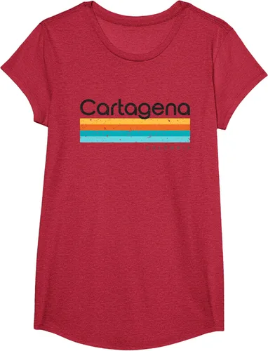 Vista 68 de Camiseta vintage de Cartagena Colombia con diseño retro, Blanco, S