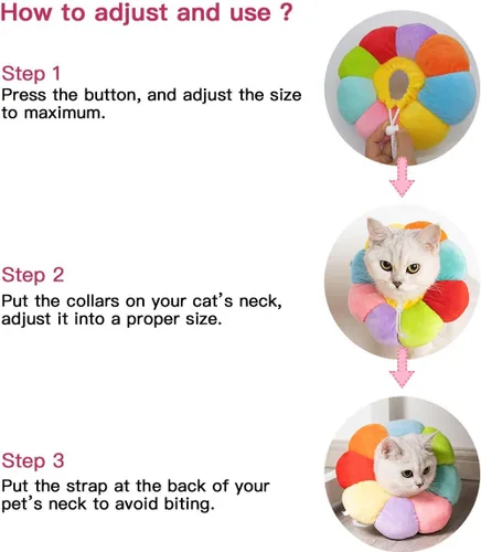 Vista 6 de Collar de Recuperación para Gatos y Perros Pequeños, Lindo Cono de Cuello Después de Cirugía, Collar E Ajustable para Mascotas, Cono Protector
