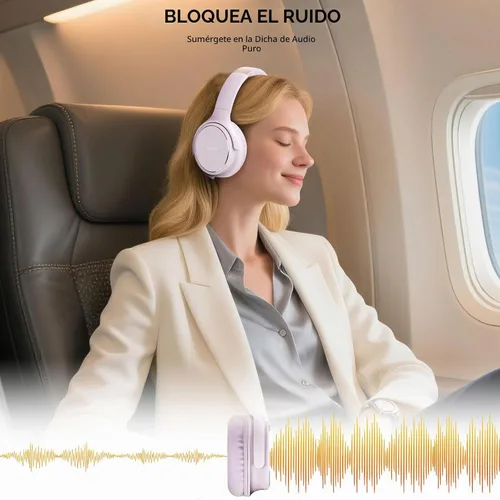 Vista 2 de Auriculares con cable USB C sobre la oreja con micrófono, control de volumen, puerto compartido y diadema ajustable, auriculares estéreo plegables