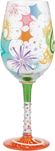 Vista 5 de Enesco Designs by Lolita Happy 60th Birthday - Copa de vino artesanal pintada a mano, 15 onzas, multicolor