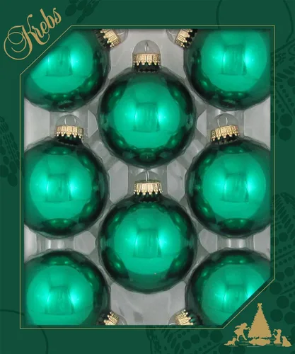 Vista 23 de Christmas By Krebs Adornos de bola de Navidad de vidrio sin costuras de diseñador hechos en EE.UU., 2 5/8" (67mm), 8 piezas