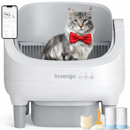 Vista 10 de Invengo - Arenero Automático para Gatos con Limpieza Automática, Control por Aplicación, Arenero Automático de Tapa Abierta con Sensores