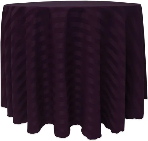 Vista 16 de ULTIMATE TEXTILE Mantel redondo de rayas satinadas de 72 pulgadas, color azul marino