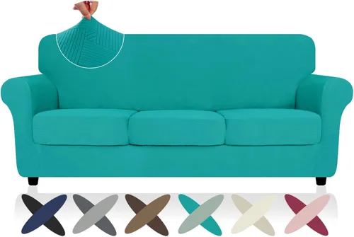 Vista 14 de ZNSAYOTX 2026 Funda de silla a rayas de 2 piezas (79 cm - 117 cm), funda de sillón elástica gruesa con banda elástica antideslizante y lazos