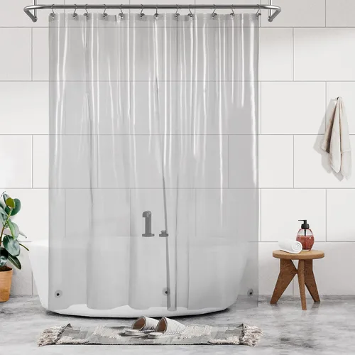 Vista 12 de Barossa Design - Forro de cortina estrecho de PEVA para ducha, con 3 imanes, impermeable, para cabina de baño pequeña, sin PVC, ojales metálicos