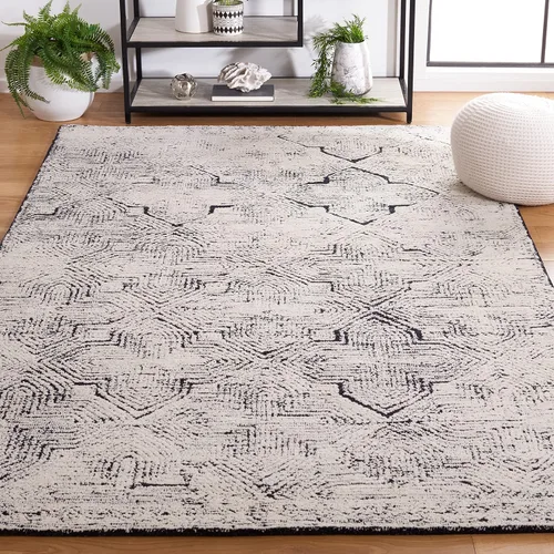 Vista 9 de SAFAVIEH Metro Collection - Alfombra de pasillo de 2 pies 3 pulgadas x 8 pies, negro y marfil, lana geométrica hecha a mano, ideal para zonas