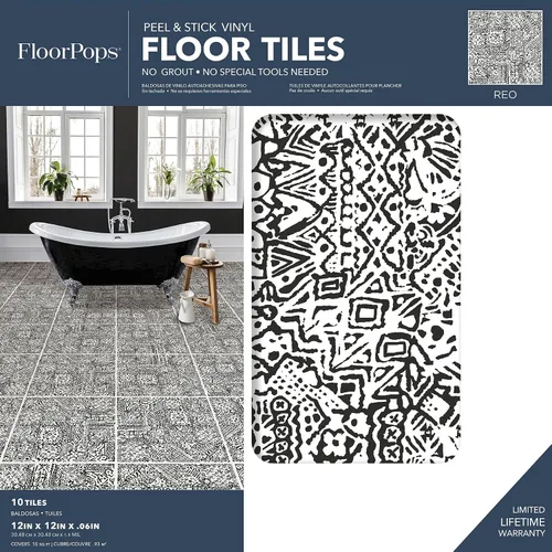 Vista 2 de FloorPops Azulejos de suelo REO de carbón de 12 pulgadas por 12 pulgadas, FP4947