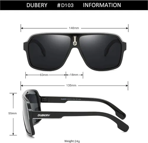 Vista 3 de DUBERY Gafas de sol de aviador de gran tamaño para hombre clásicas grandes polarizadas D103