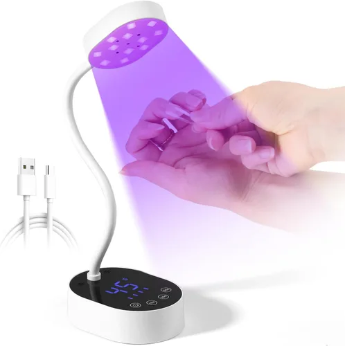 Vista 12 de AORAEM - Lámpara de uñas UV, cuello de cisne, mini luz UV para uñas de gel