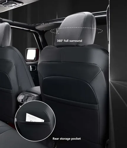 Vista 2 de Fundas de Asientos de Automóvil de Ajuste Personalizado para Jeep Gladiator 2020-2025 con Cuero Impermeable y Compatible con Airbag, Protector