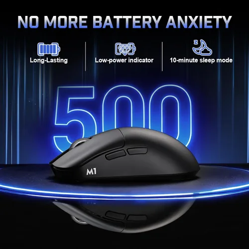 Vista 6 de YUNZII Ratón inalámbrico para juegos M1, mouse para juegos trimodo 2.4G/BT/cable, sensor PAW3311 10000 DPI recargable con 5 botones programables