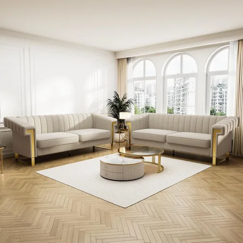 Vista 13 de Sofás de terciopelo de 83 pulgadas para sala de estar, cómodos sofás tapizados de 3 plazas para apartamento moderno para espacios pequeños (negro)