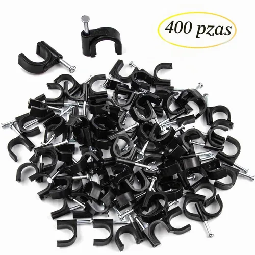 Vista 2 de 400 clips de cable negros de 4/6/8/0.394 in, clips de cable de clavo en clips de cable, pinzas de cable coaxiales, clavos de cable para gestión