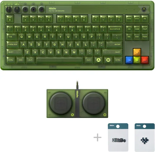 Vista 2 de Teclado mecánico retro 8Bitdo de 87 teclas para PC y Android - Xbox Edition Officially Licensed, Bluetooth/2.4G/USB-C, RGB Backlight, Hot