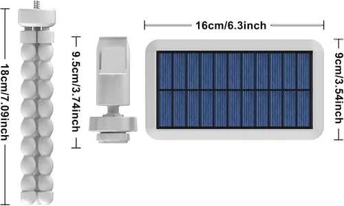 Vista 9 de Tryme 92 luces LED solares al aire libre impermeables con sensor de movimiento, soporte de pulpo, ángulo ajustable, lente difusora óptica, 3 modos