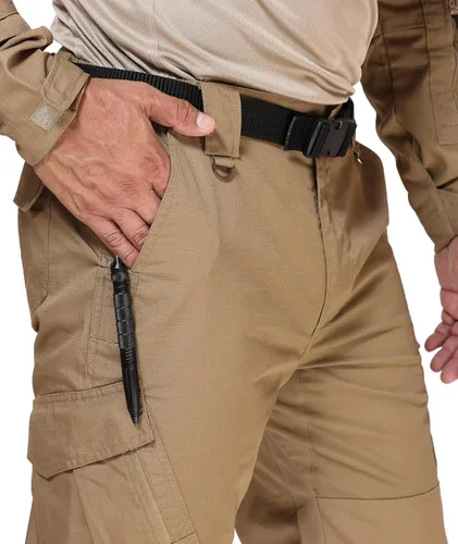Vista 4 de URBEST Pantalones tácticos Ripstop para hombre, pantalones cargo resistentes al agua, pantalones de trabajo ligeros para senderismo al aire libre