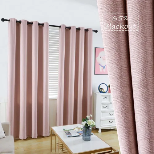 Vista 13 de Cortinas 100% opacas con forro negro, paneles de ojales con textura de espiga con aislamiento térmico y reducción de ruido, oscurecimiento total