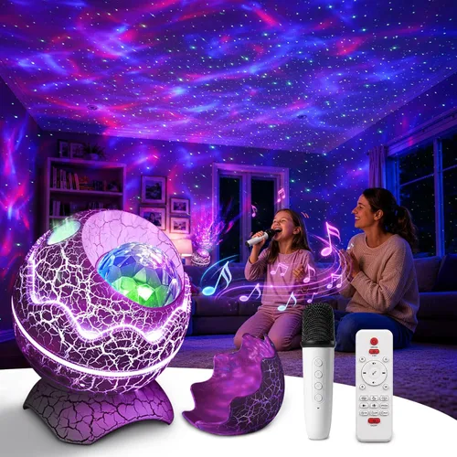 Vista 7 de Rossetta Proyector de estrellas, proyector de galaxia para dormitorio, luz nocturna LED Aurora con altavoz Bluetooth, ruido blanco, temporizador
