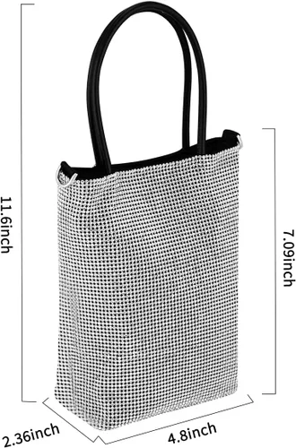 Vista 7 de Bolso de mano con borlas de cristal con asa de muñeca, para cóctel, fiesta, boda, noche