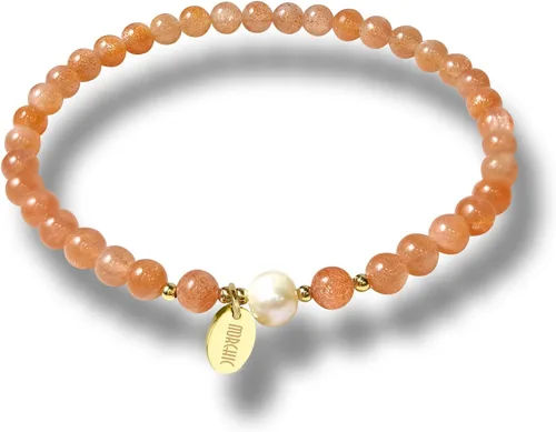 Vista 8 de Morchic - Pulsera elástica con cuentas de gemas naturales de 4 mm para mujeres, con perlas de agua dulce, regalo de cumpleaños de gemas energéticas